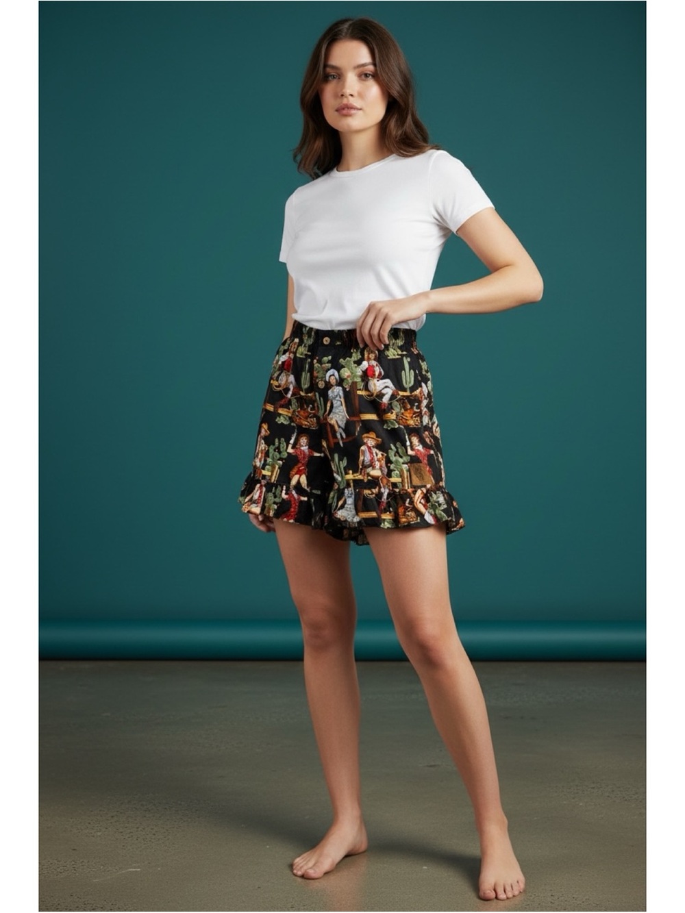 Cowboy Pajamas / Black Vintage Cowgirls Pajama Shorts